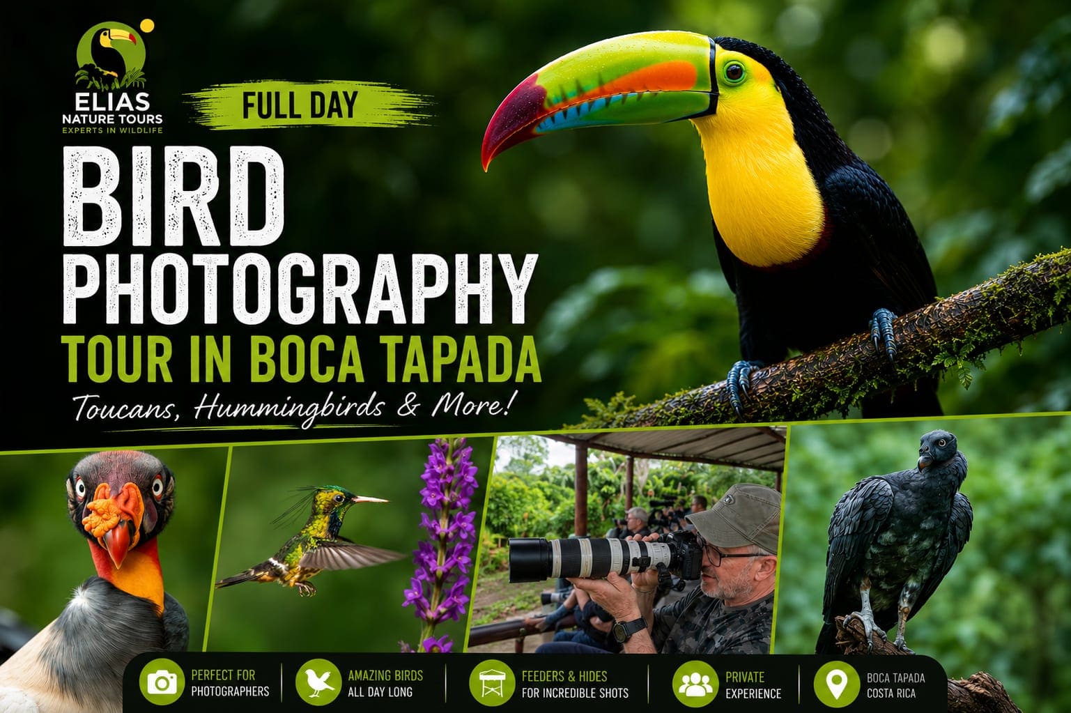 Boca Tapada – Full Day Bird Photography Tour private tour in La Fortuna Costa Rica