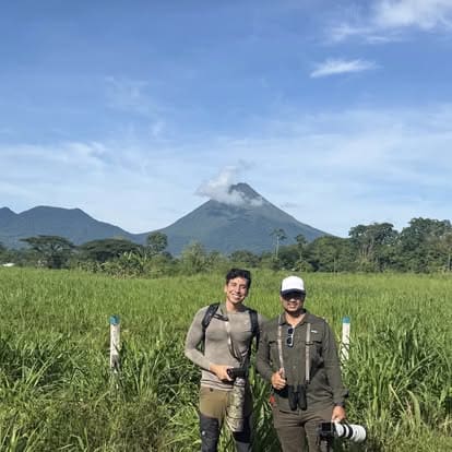 Our guides in front of the Arenal volcano before heading into the field